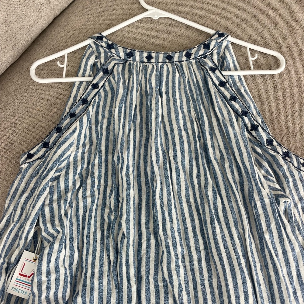 Forever 21 Navy and White Striped Blouse